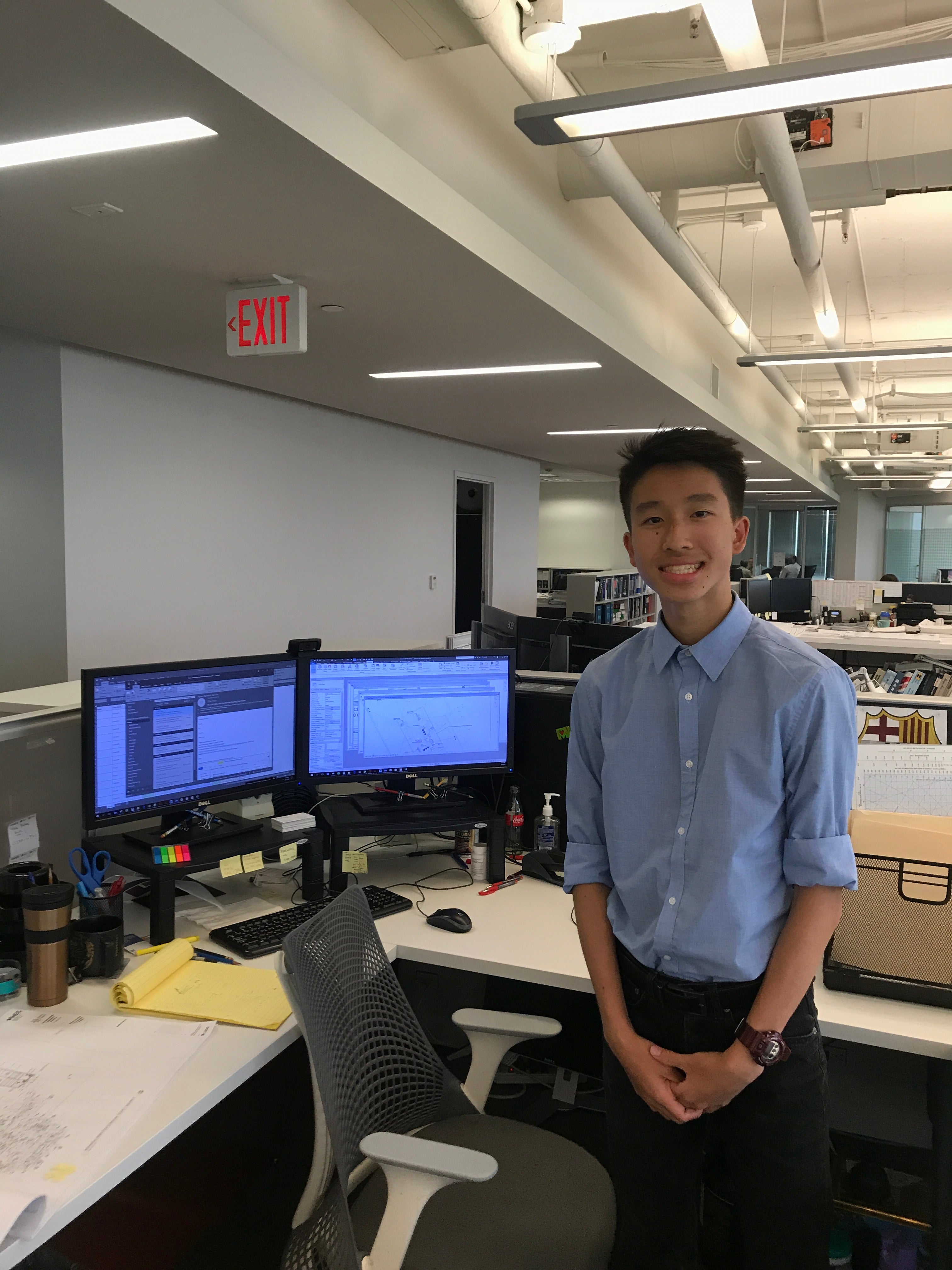 Student in office environment